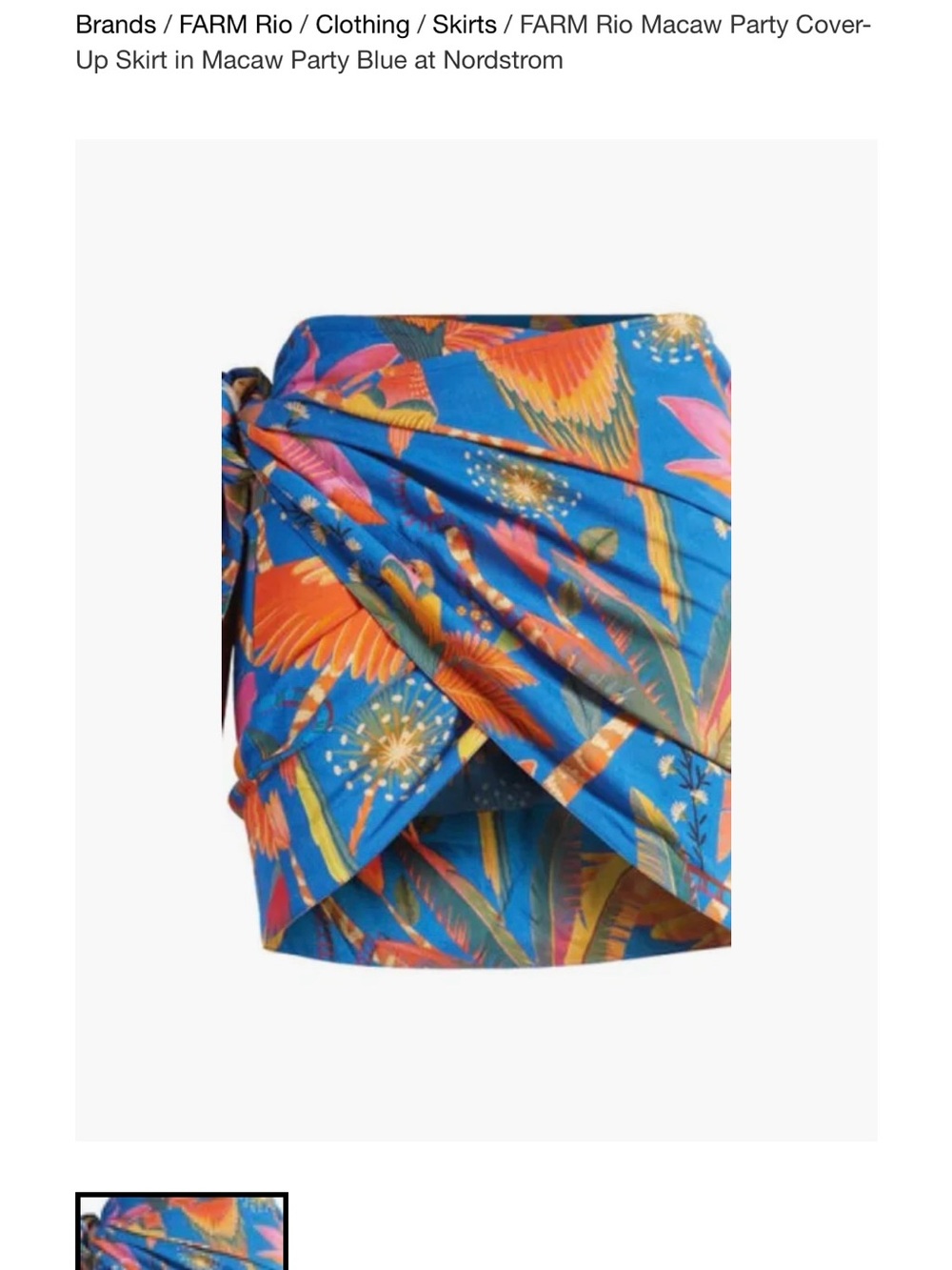 FARM Rio Bright Blue Tropical Bird Print Sarong